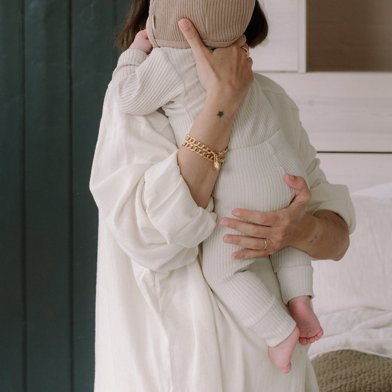 Organic Cotton Ribbed Baby Leggings (Oat)